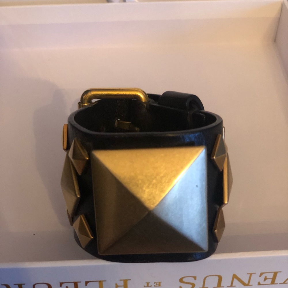 Givenchy Gold Studded leather buckle bracelet